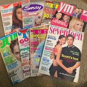 Set of 8 Vintage 90’s/2000’s Teen Magazines. Teen, YM, Seventeen, Sassy, Jump.